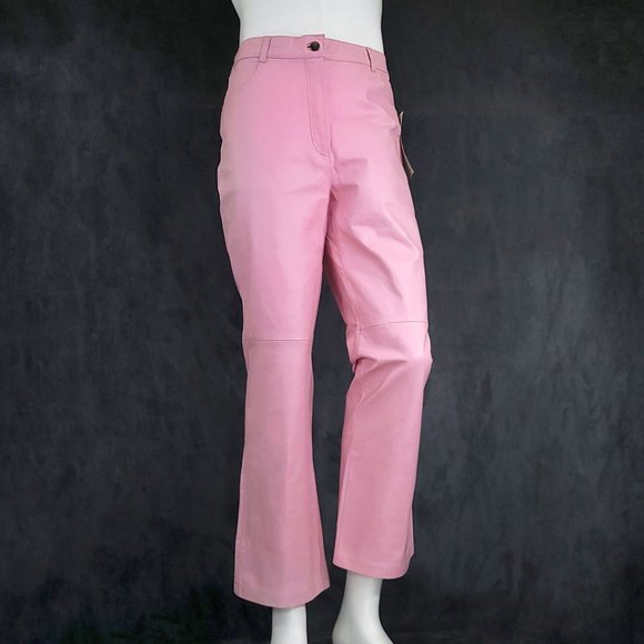 NWT | Genuine Pink Leather Pants | Roaman’s - Picture 3 of 13